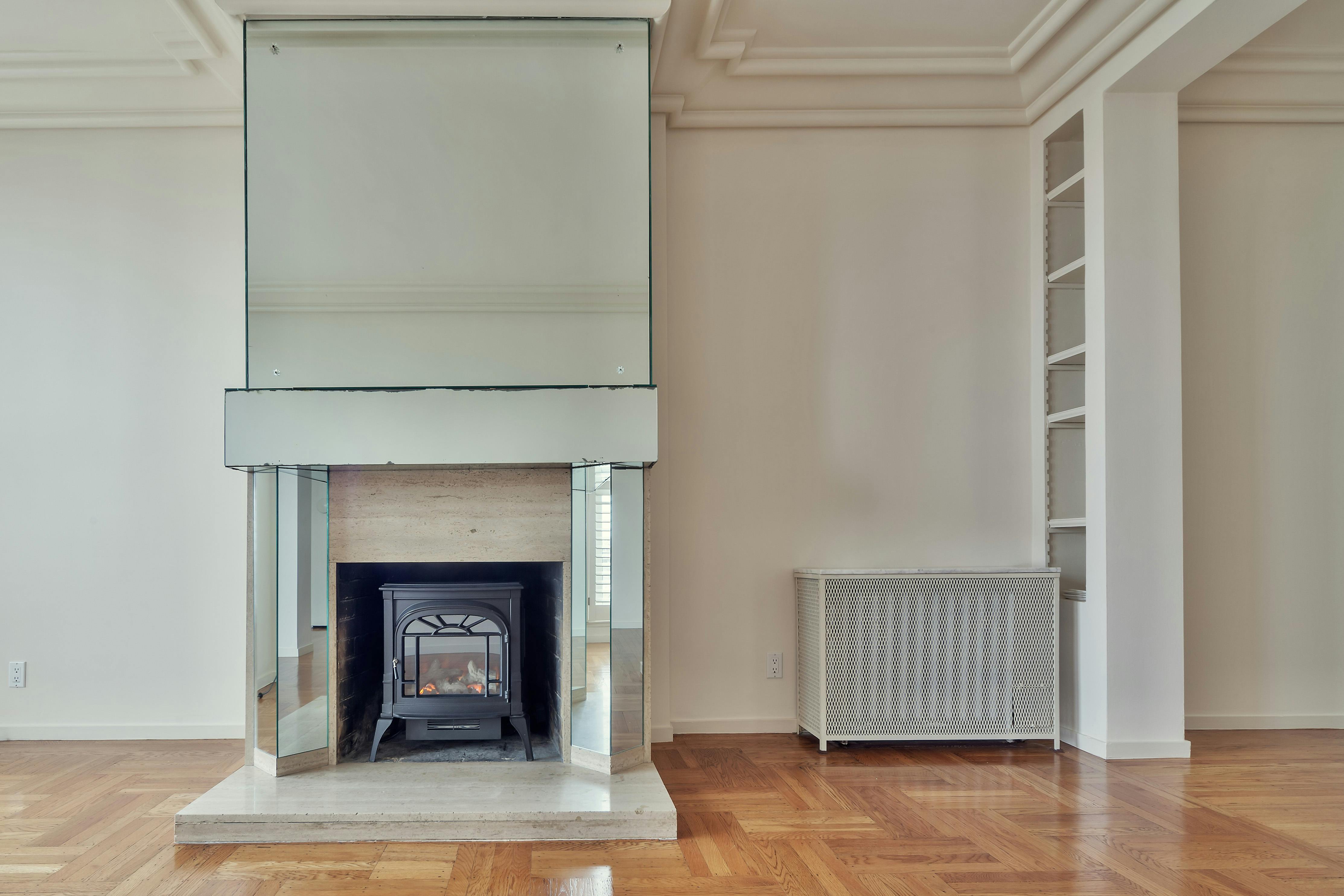 Clean modern fireplace after professional cleaning